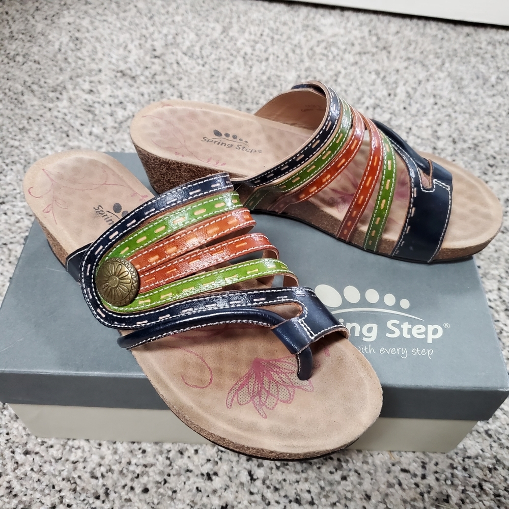 Spring Step Calen leather wedge sandals - 7.5 LNIB